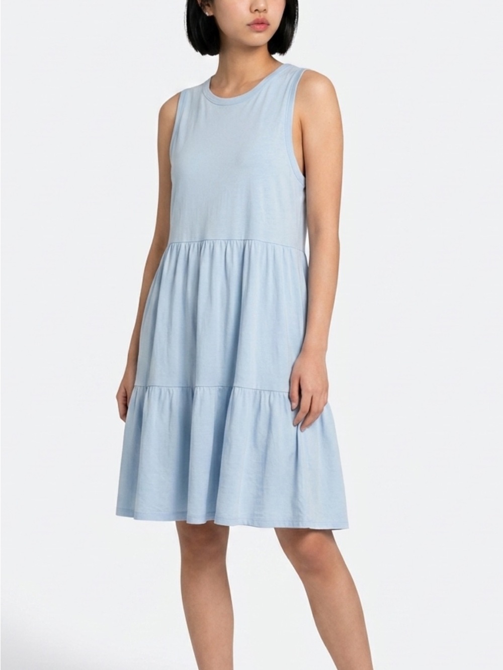 J. Crew Light Blue Sleeveless Tiered Mini Dress